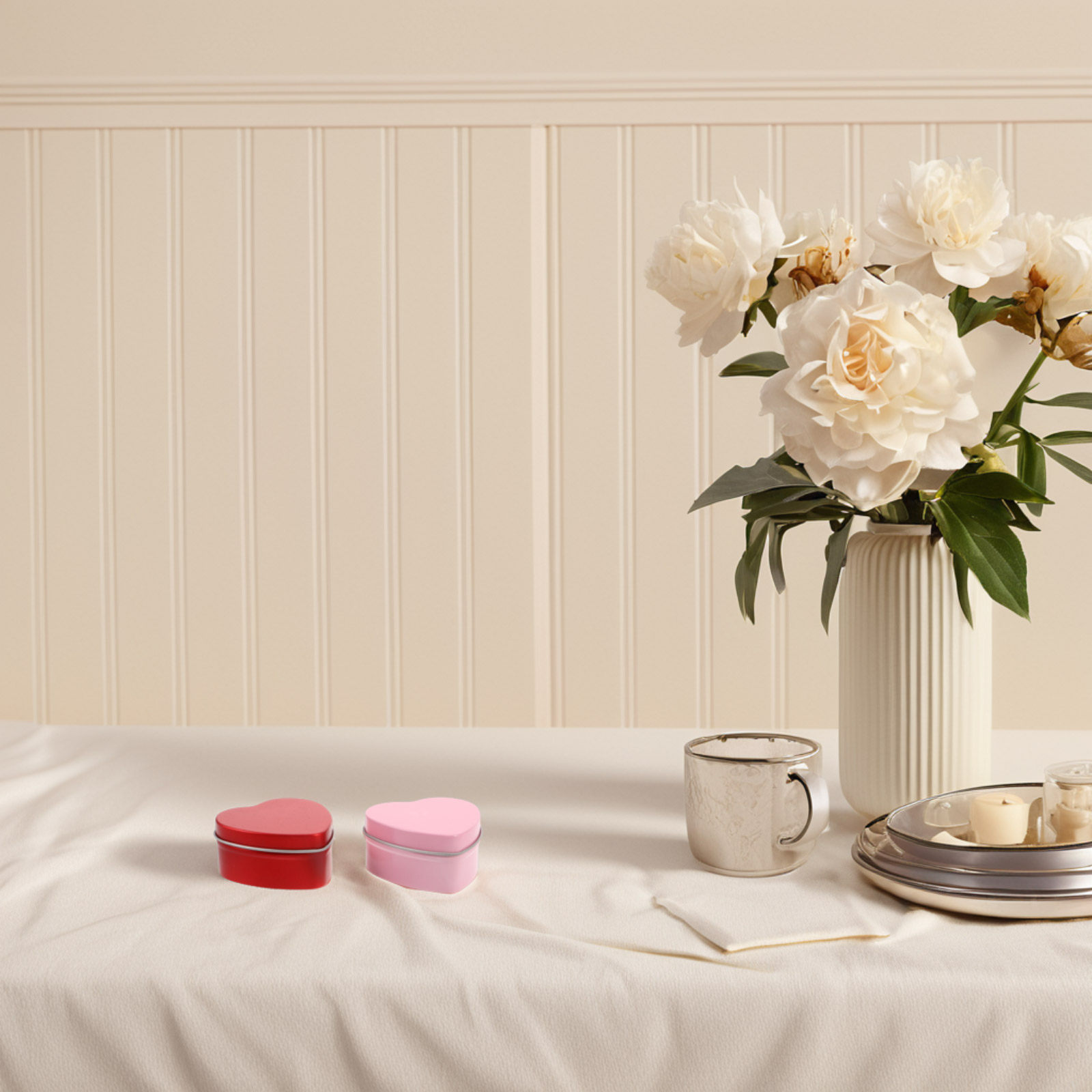 Wedding Solution - 6Pcs Heart Design Matte Tin Box