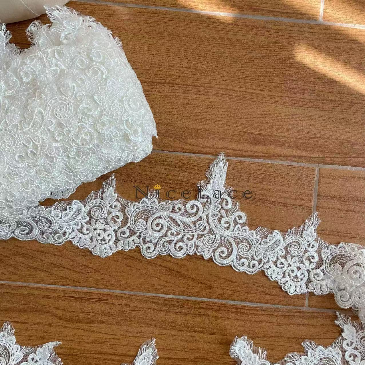 1 yard ivory Embroidery Lace E - Wedding Water Supply ulasan dan harga
