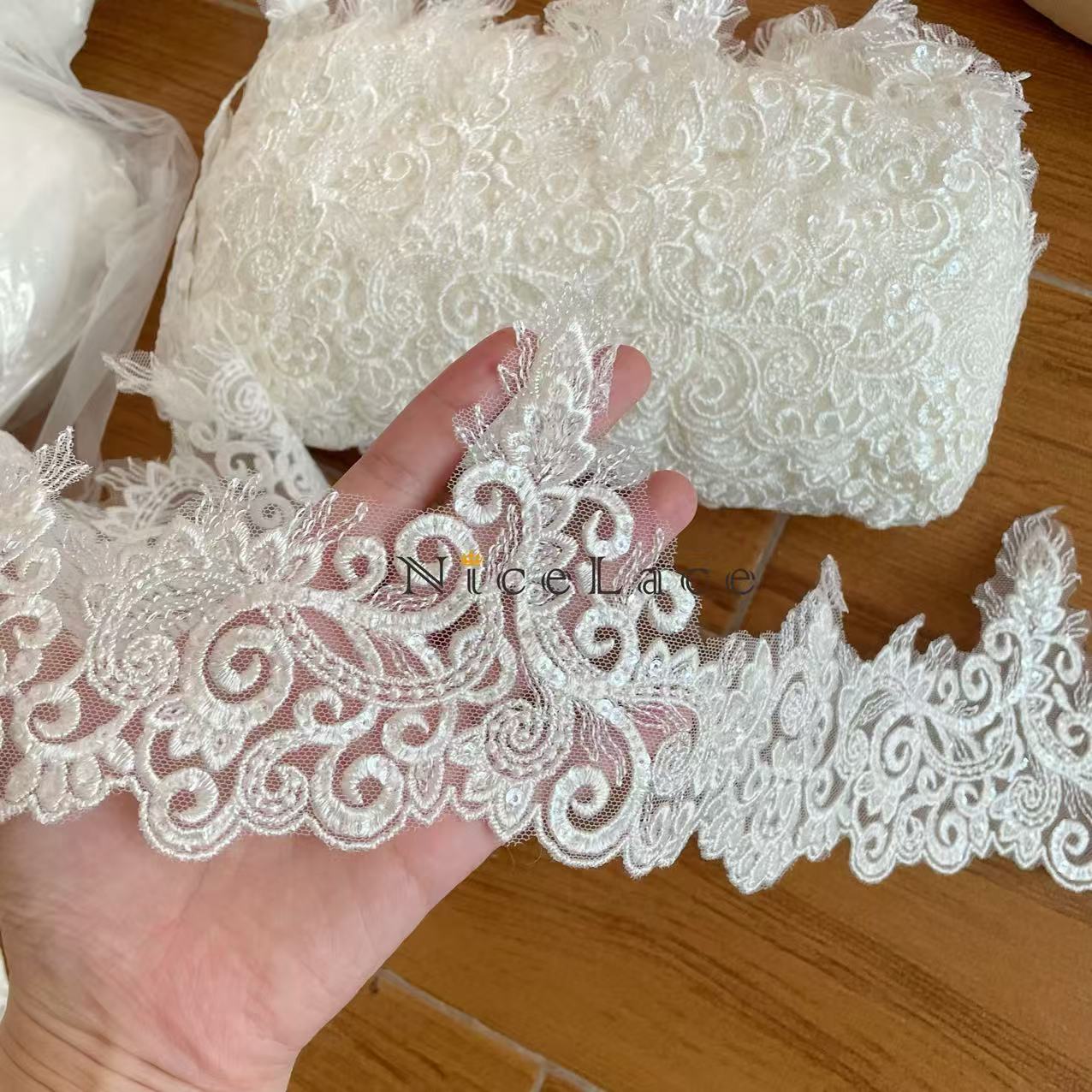 1 yard ivory Embroidery Lace E - Wedding Water Supply ulasan dan harga