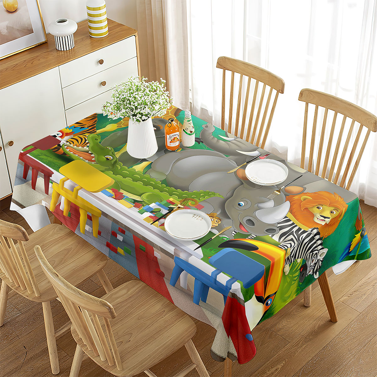 Zoo Tablecloth Happy Zoo Eleph - Wedding Zoo ulasan dan harga